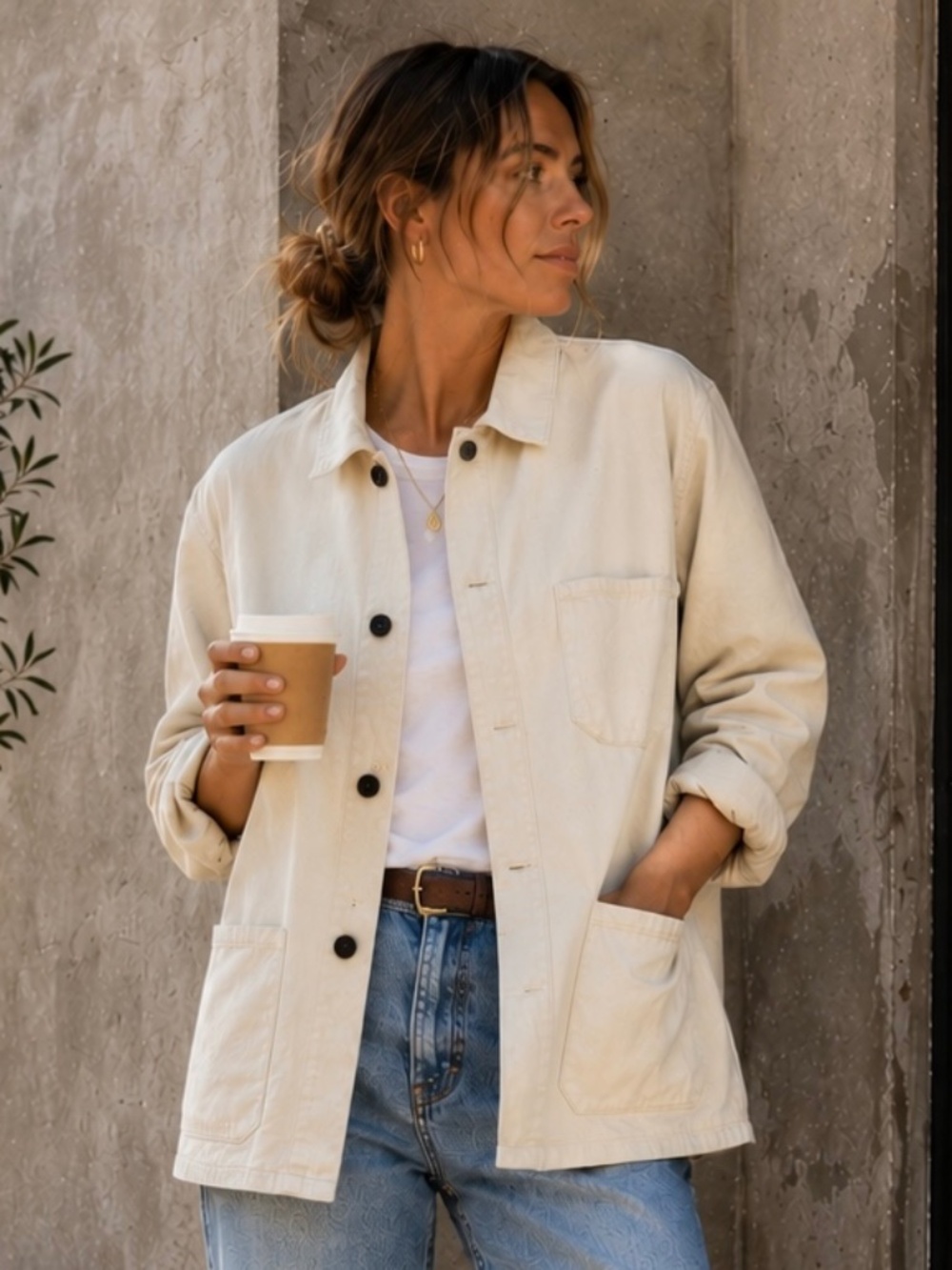 wilder echo park vintage french chore jacket overdyed workwear coat size m
